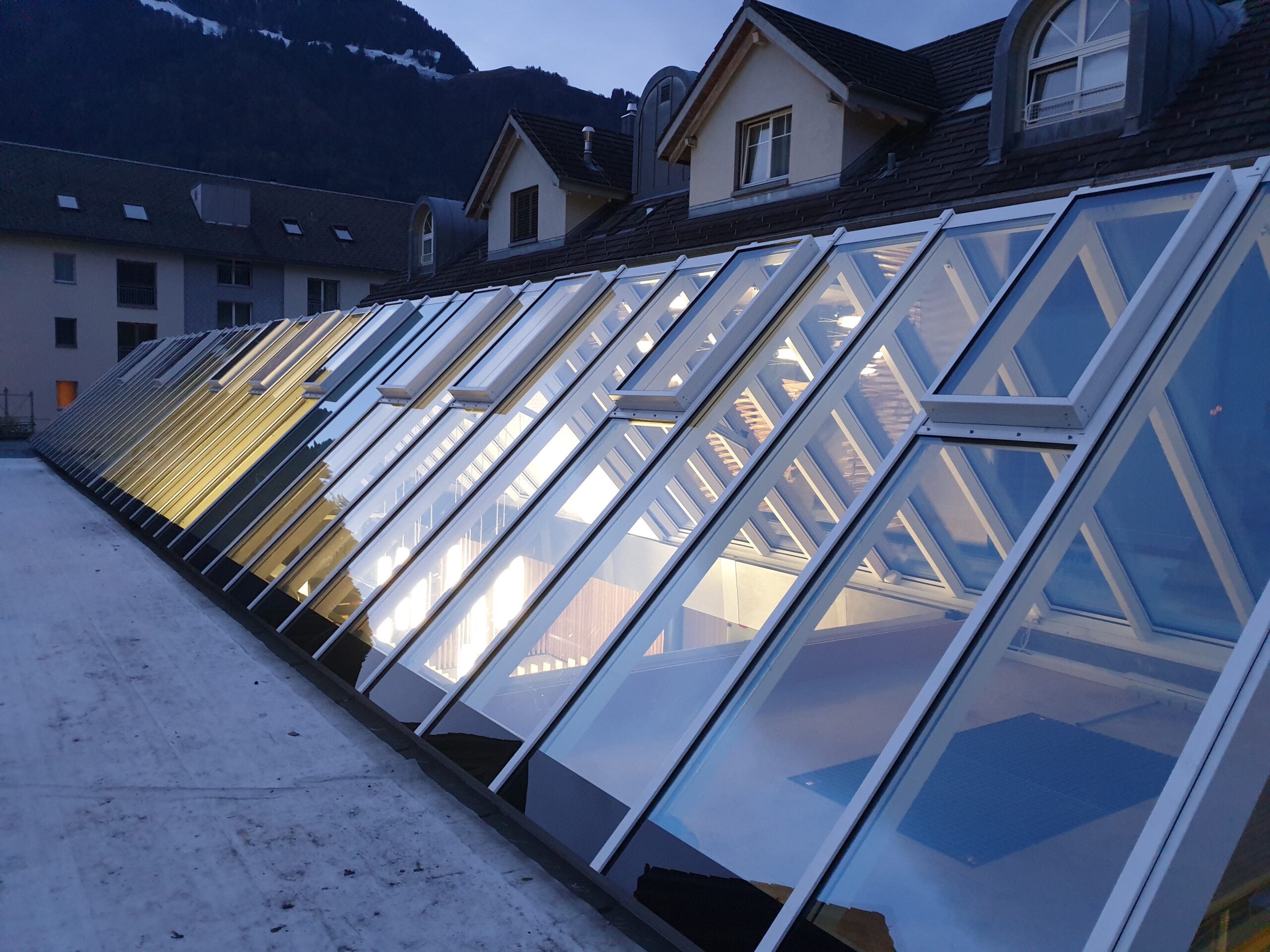 Dachverglasung für optimale Tageslichtnutzung im Hirzlipark